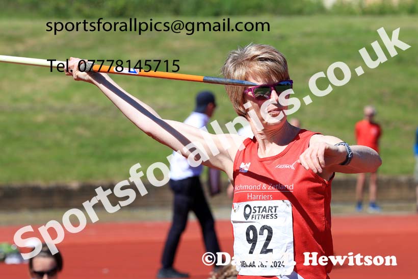 Womens javelin, 2024 NE Masters Track and Field Champs., Monkton Stadium, Jarrow.  Photo: David T. Hewitson/Sports for All Pics